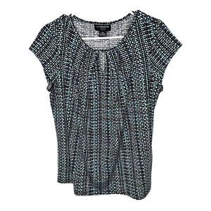 Liz Claiborne Career geometric blouse Women’s size PXL polyester/spandex blue bl
